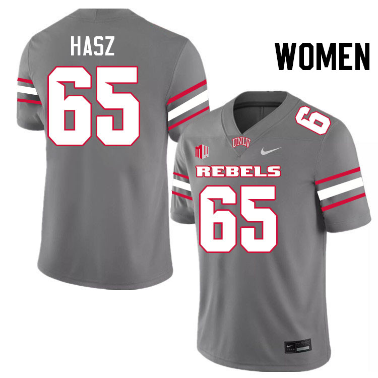 Women #65 Jack Hasz UNLV Rebels College Football Jerseys Stitched-Grey